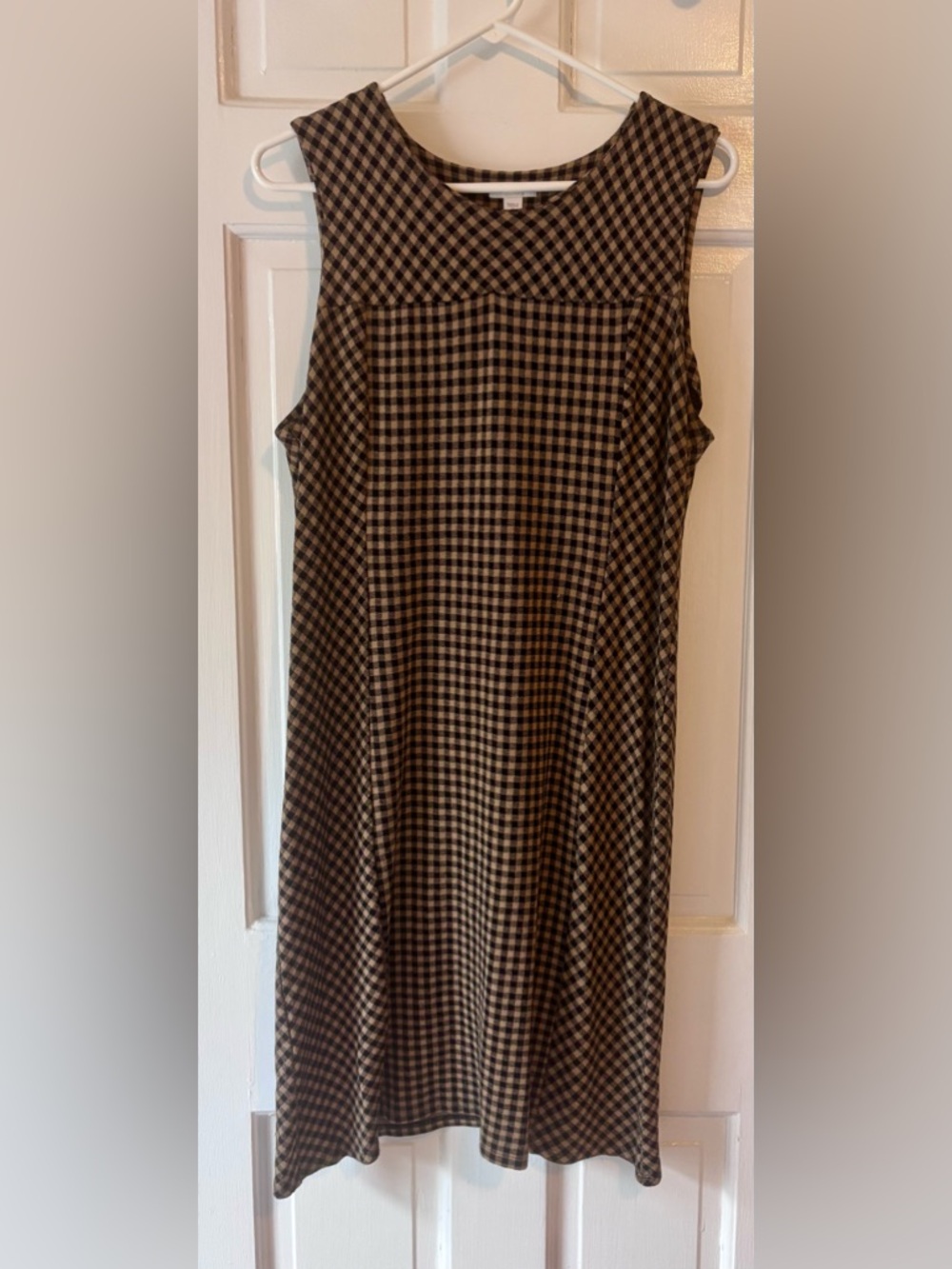 J. Jill Brown and Black Gingham Midi Shift Dress